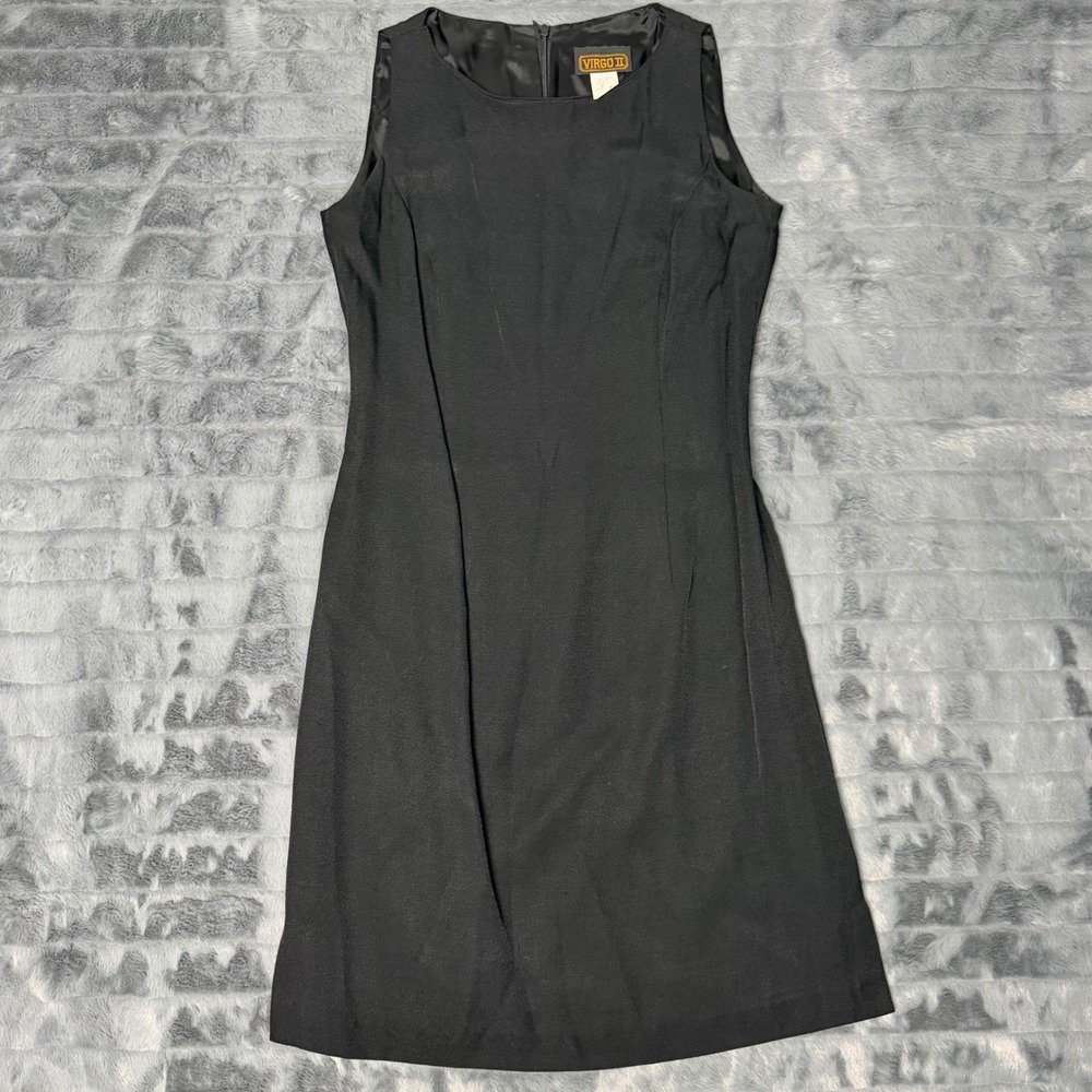 Virgo II Vintage Black Sleeveless Sheath Dress Made in USA Size 8 LBD Mini